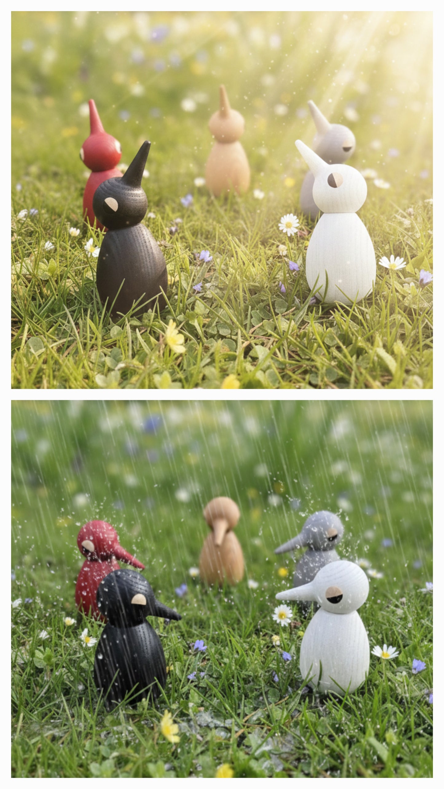 JOKER uccello in legno con testa mobile