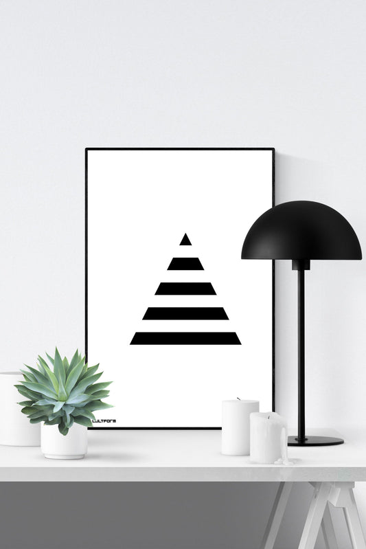 Scarica grafico di Natale abete strisce nere A4