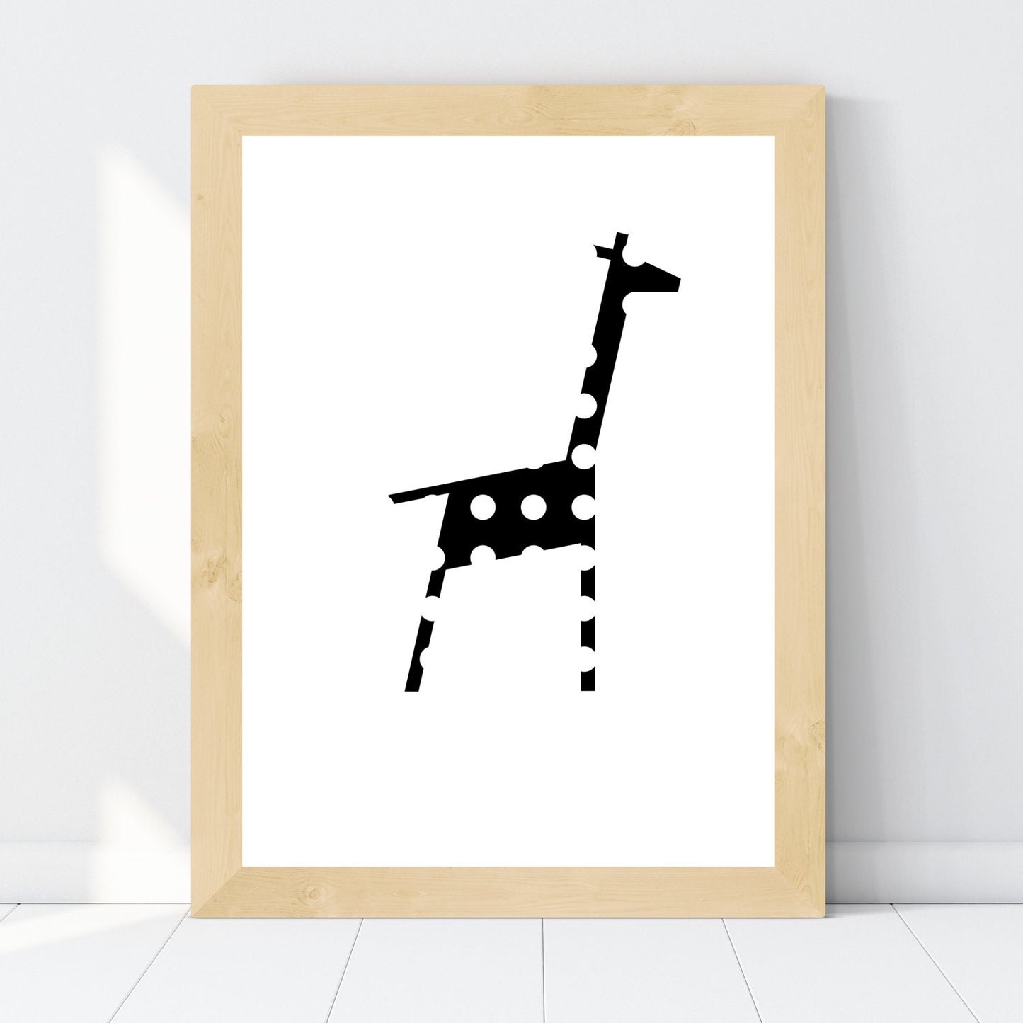 Druckgrafik "Giraffe Punkte Schwarz Weiss"