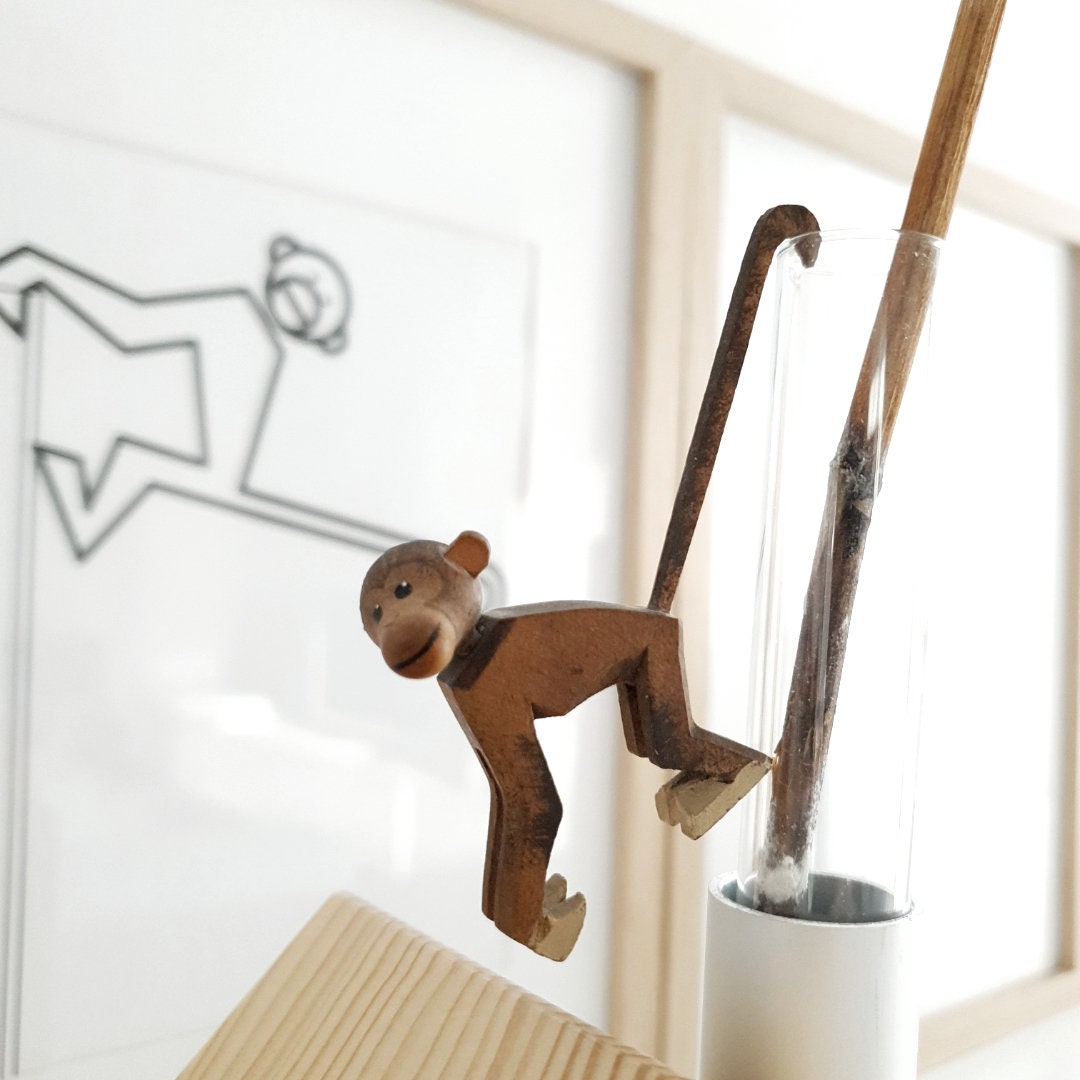 Stampa "Set di 3 scimmiette sospese in bianco e nero"