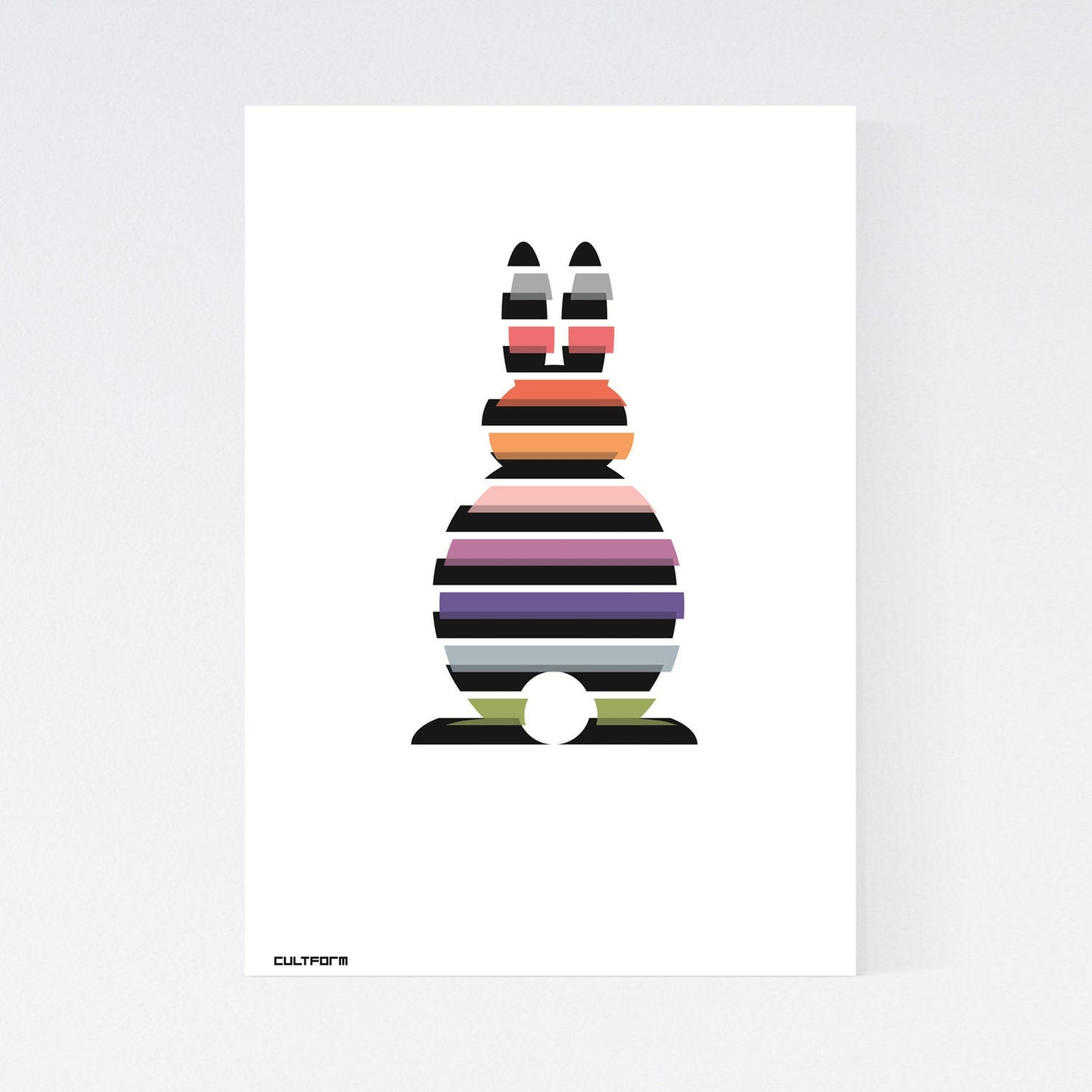 Stampa "Coniglietto pasquale a strisce nero colorato n. 1"