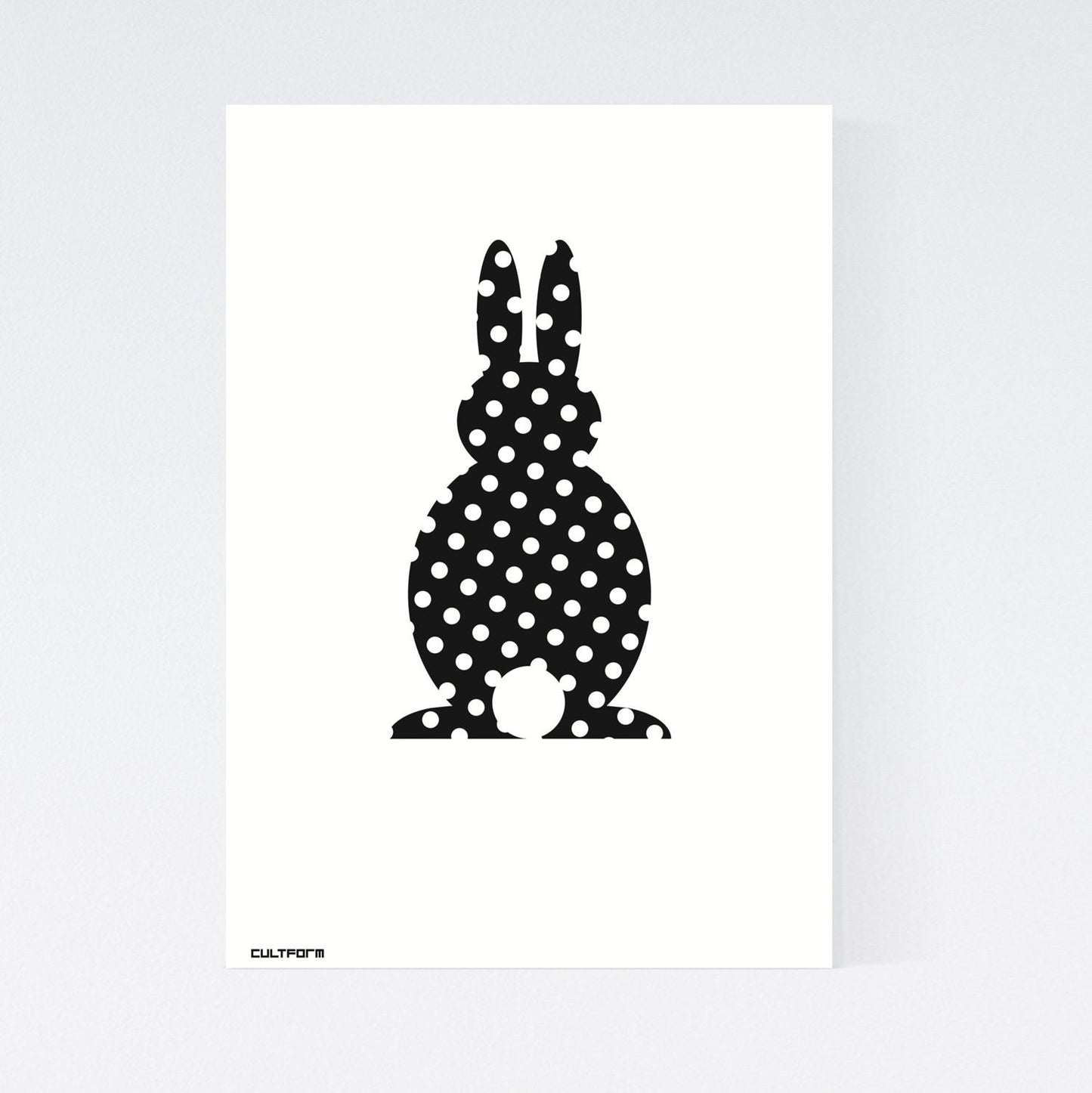 Druckgrafik "Osterhase Gepunktet Schwarz mit weiss"