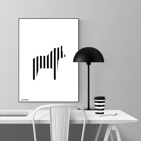 Graphic "Horse Striped Black White" Download