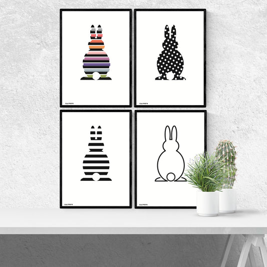 Poster "Easter Bunnies" Set of 4 Prints | Easter Poster