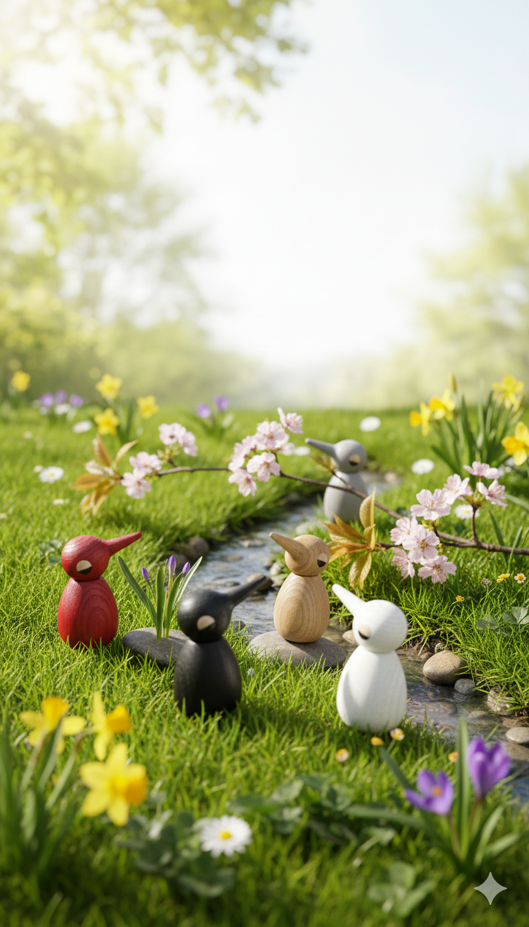 JOKER uccello in legno con testa mobile