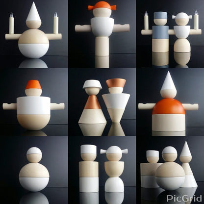 Harlequin, candelabra | flexible decorative figures in Bauhaus style | Cultform design