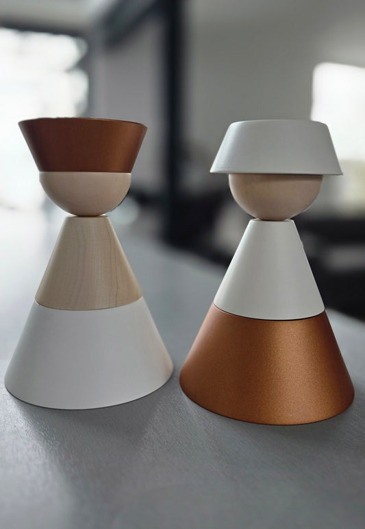 König + Königin, Stereotypen 2er Set | flexible Dekofiguren im Bauhaus-Stil | Cultform-Design