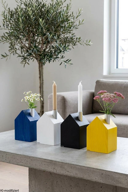 Candles &amp; Greenhouse L | House with chimney for household candles &amp; test tube as vase