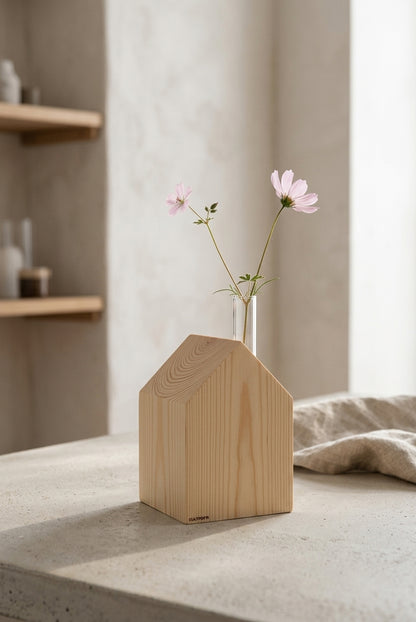 Candles &amp; Greenhouse L | House with chimney for household candles &amp; test tube as vase