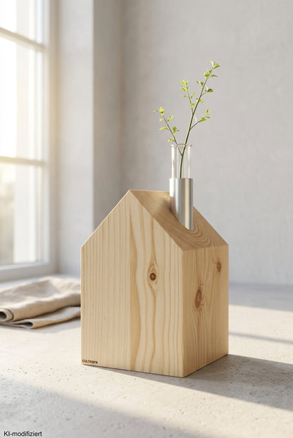 Candles &amp; Greenhouse L | House with chimney for household candles &amp; test tube as vase