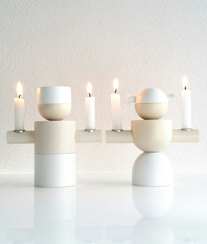 Angel + Miner, candlestick | flexible decorative figures in Bauhaus style | Cultform design