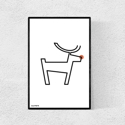 Weihnachtsgrafik "Rentier Linie mit Nase" A4 Download