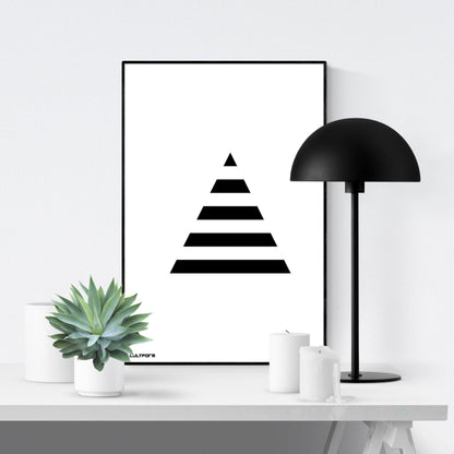 Christmas graphic fir tree stripes black A4 download