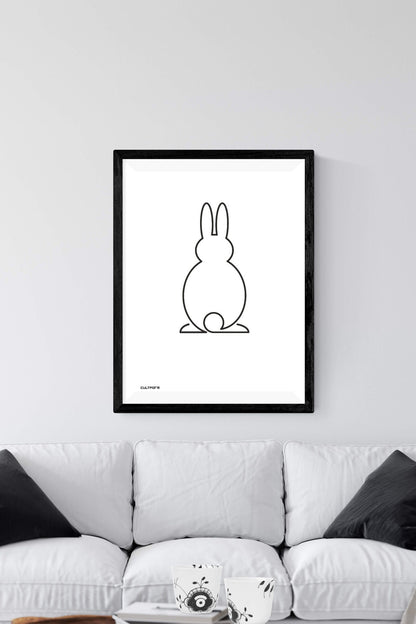 Druckgrafik "Osterhase Linie Schwarz"