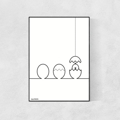 Osterposter: Grafik "Küken und Hasen Linie Schwarz 3er Set" Download