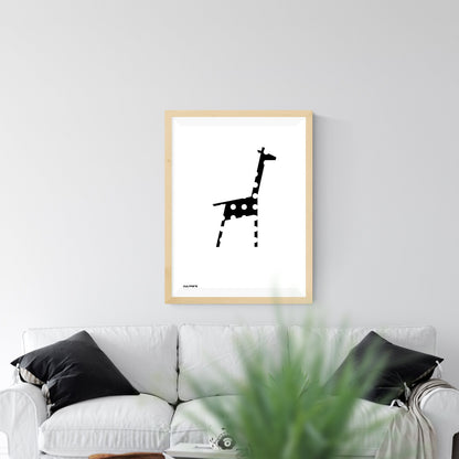 Druckgrafik "Giraffe Punkte Schwarz Weiss"