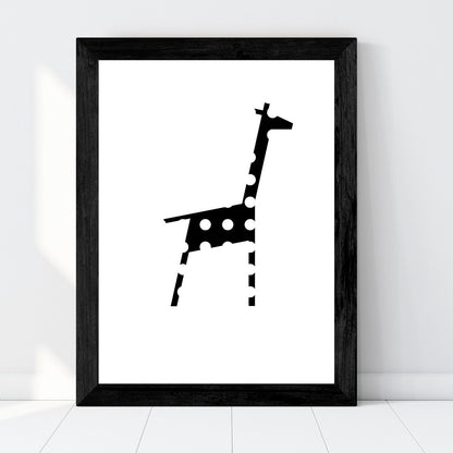 Druckgrafik "Giraffe Punkte Schwarz Weiss"