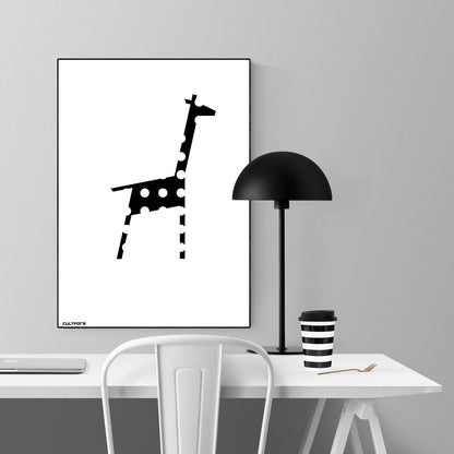 Druckgrafik "Giraffe Punkte Schwarz Weiss"