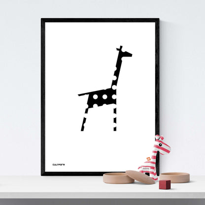Druckgrafik "Giraffe Punkte Schwarz Weiss"