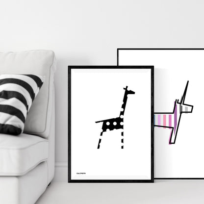 Grafik "Giraffe schwarz mit weissen Punkten" Download