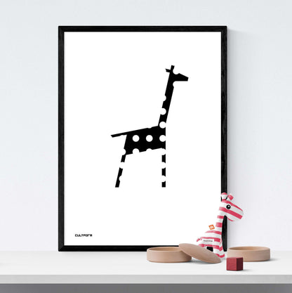 Grafik "Giraffe schwarz mit weissen Punkten" Download