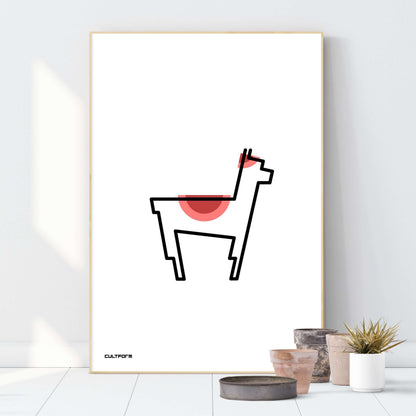 Druckgrafik "Lama Linie Rot"