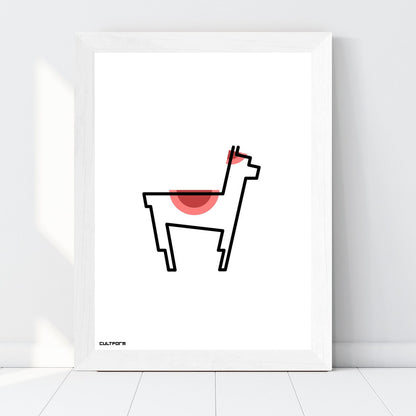 Druckgrafik "Lama Linie Rot"