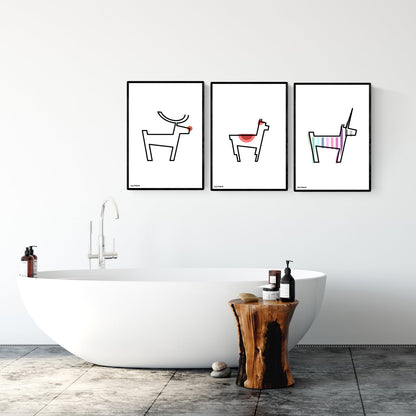 Druckgrafik "Lama Linie Rot"
