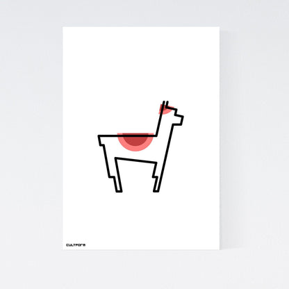 Druckgrafik "Lama Linie Rot"