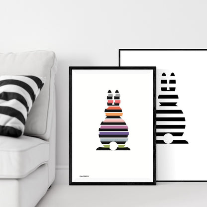 Print "Easter Bunny Striped Black Colorful No.1"