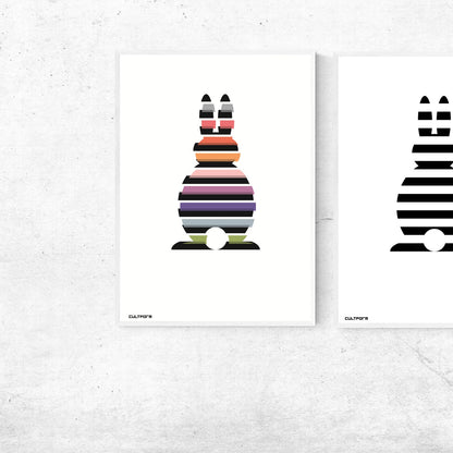 Print "Easter Bunny Striped Black Colorful No.1"