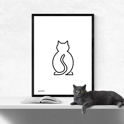 Grafik "Katze Linie schwarz" Download