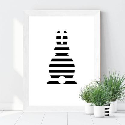 Osterposter: Grafik "Osterhase Gestreift SW" Download