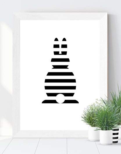 Osterposter: Grafik "Osterhase Gestreift SW" Download