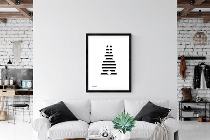 Druckgrafik "Osterhase Gestreift Schwarz"