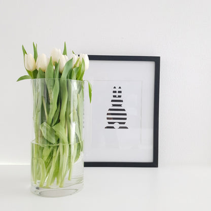 Druckgrafik "Osterhase Gestreift Schwarz"