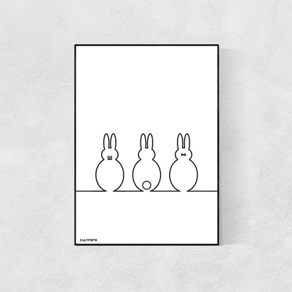 Print graphic Easter poster "Chicks and Bunnies Line Black Set of 3"