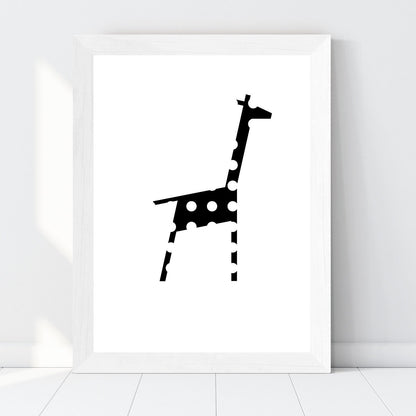 Druckgrafik "Giraffe Punkte Schwarz Weiss"