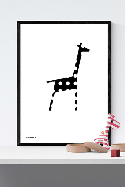 Druckgrafik "Giraffe Punkte Schwarz Weiss"