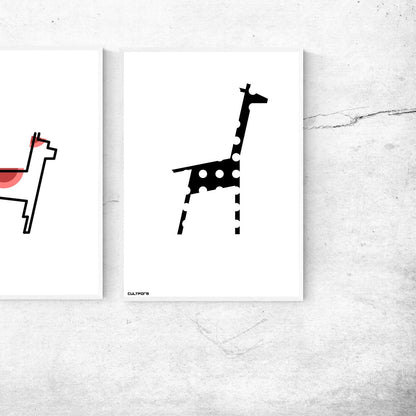 Grafik "Giraffe schwarz mit weissen Punkten" Download