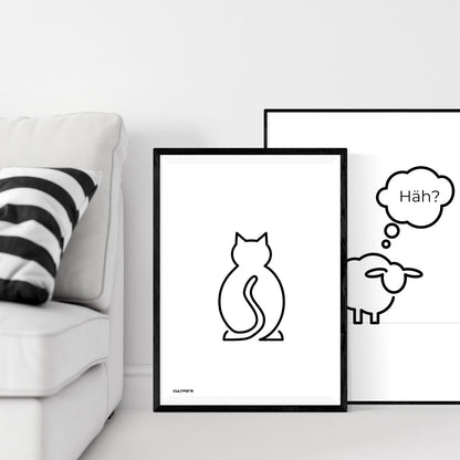 Druckgrafik "Katze Linie Schwarz"