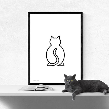 Druckgrafik "Katze Linie Schwarz"