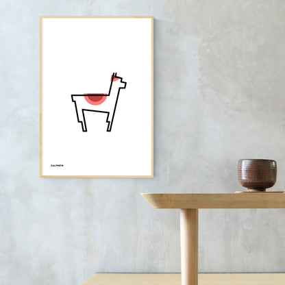Druckgrafik "Lama Linie Rot"