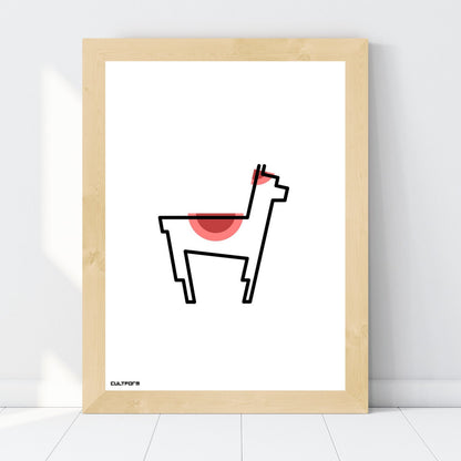 Druckgrafik "Lama Linie Rot"