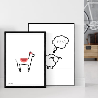 Druckgrafik "Lama Linie Rot"