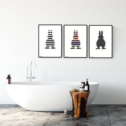 Print "Easter Bunny Striped Black Colorful No.1"