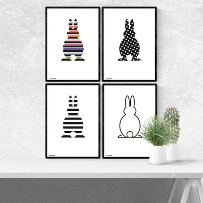 Poster "Osterhasen" 4er Set Druckgrafik | Osterposter