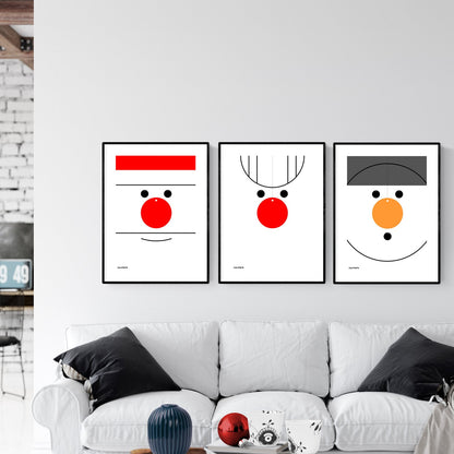 Scarica la grafica natalizia Rudolph Santa Snowman set di 3