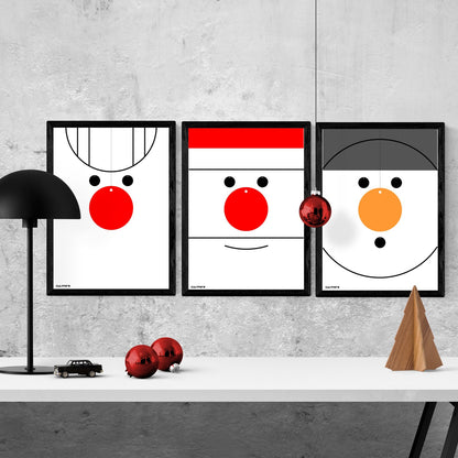 Scarica la grafica natalizia Rudolph Santa Snowman set di 3